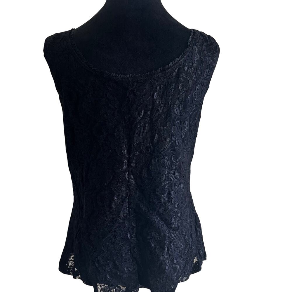 Black Lace Corset Tank Top 22W Lace Up Bustier Stretch Goth Y2K Whimsigoth - Picture 3 of 7
